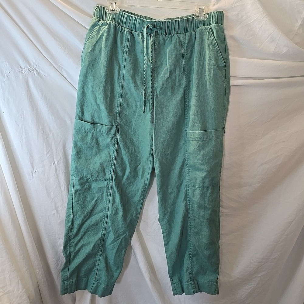 Universal Thread‎ Women's Green Linen Blend Cargo Pants Size M Lightweight